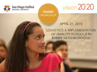 APRIL 21, 2015  LOGISTICS &amp; IMPLEMENTATION  OF QUALITY SCHOOLS IN EVERY NEIGHBORHOOD  Quality