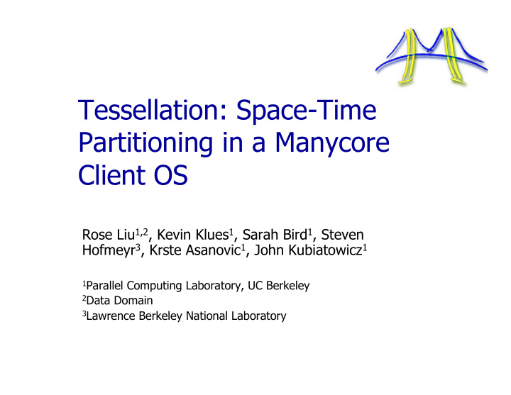 tessellation space time partitioning in a manycore client