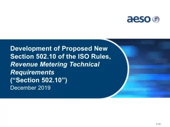 Development of Proposed New  Section 502.10 of the ISO Rules,  Revenue Metering Technical