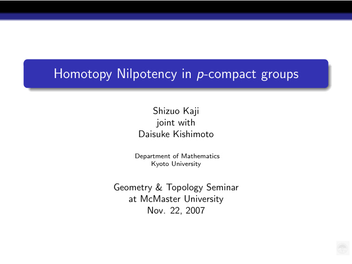 homotopy nilpotency in p compact groups