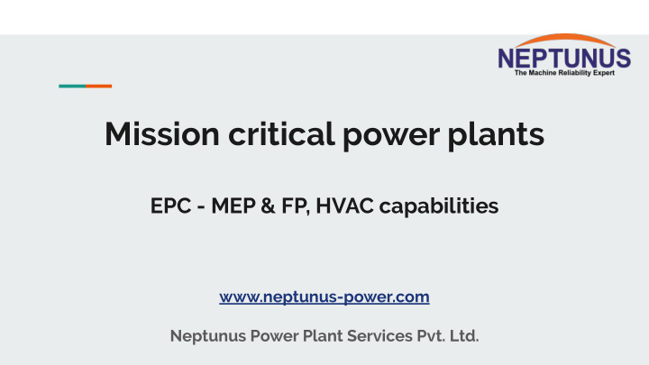 mission critical power plants