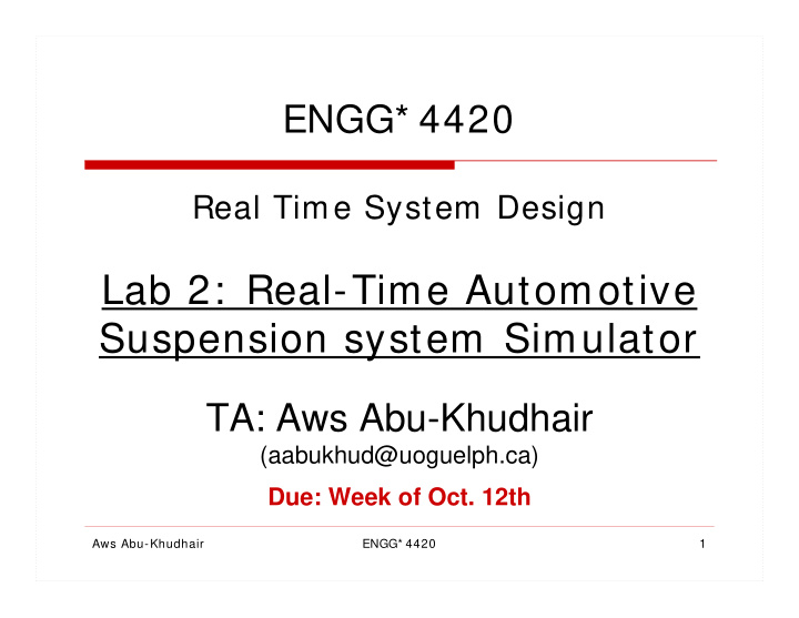 lab 2 real time automotive suspension system simulator