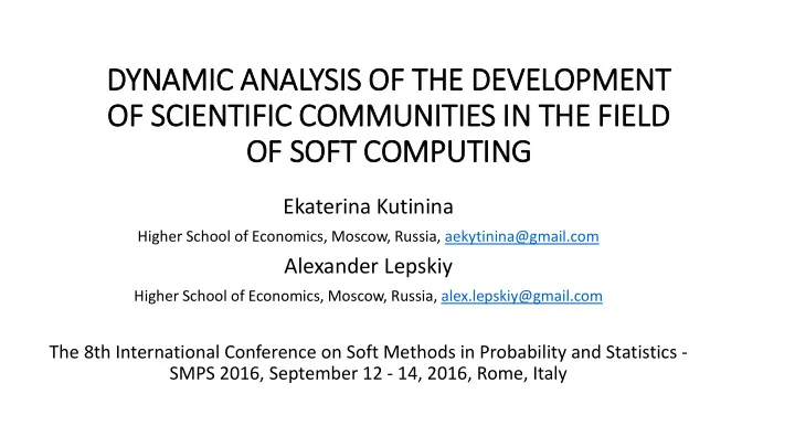 of scientific communities in in the fie ield