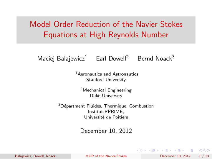 model order reduction of the navier stokes equations at