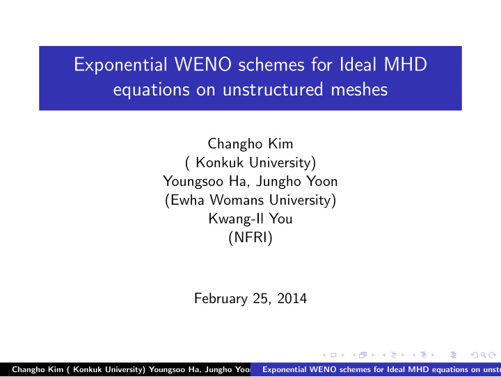 exponential weno schemes for ideal mhd equations on