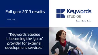 16 April 2020  DISCLAIMER This presentation contains forward-looking statements. These statements