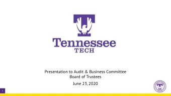 Presentation to Audit &amp; Business Committee  Board of Trustees  June 23, 2020  1  Federal CARES