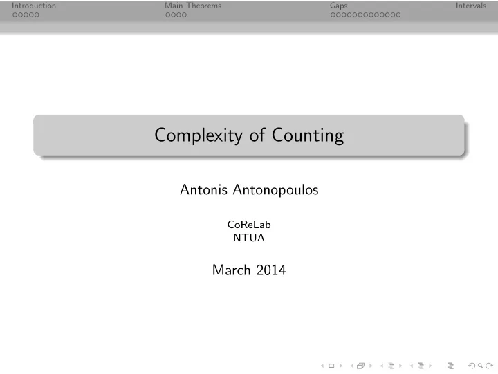 complexity of counting