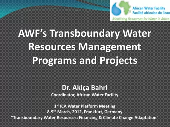 Transboundary Water   Resources Management    Programs and