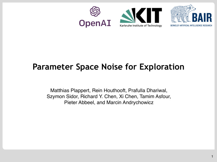 parameter space noise for exploration