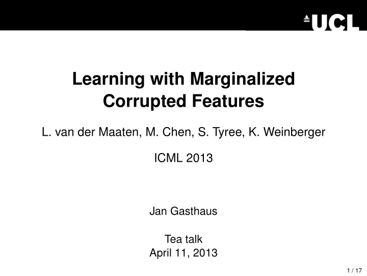 learning with marginalized corrupted features