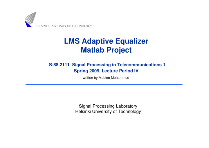 lms adaptive equalizer matlab project