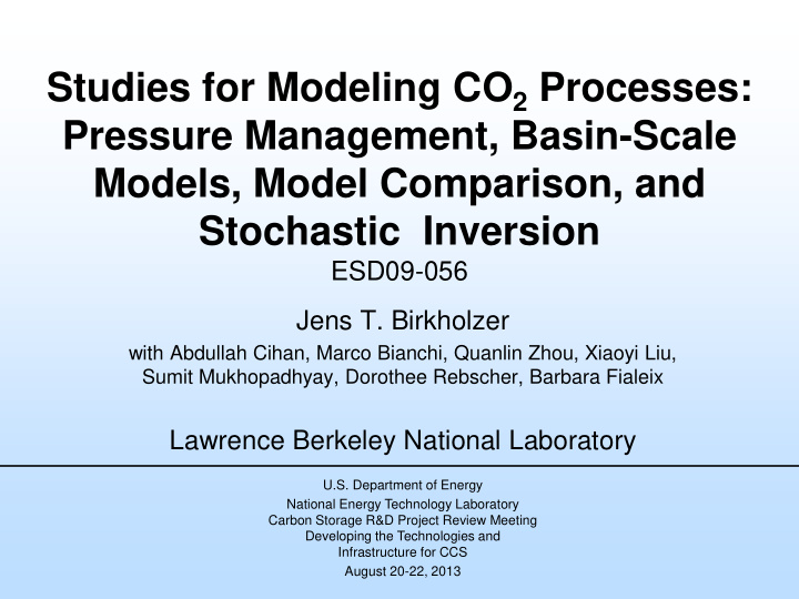 studies for modeling co 2 processes pressure management