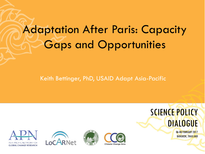 adaptation after paris capacity gaps and opportunities