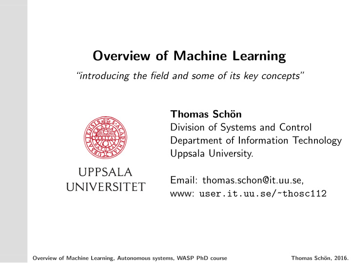 overview of machine learning