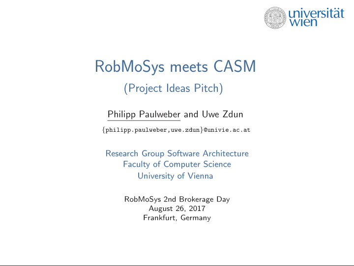 robmosys meets casm