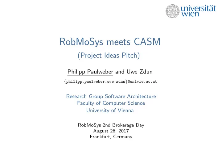 robmosys meets casm