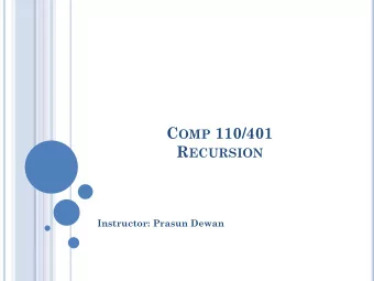 C OMP 110/401 R ECURSION  Instructor: Prasun Dewan P REREQUISITES  Conditionals  2 R ECURSION
