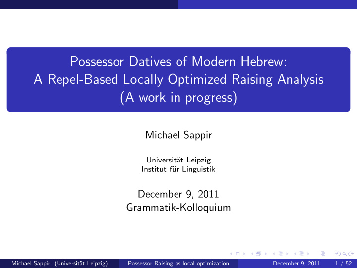 possessor datives of modern hebrew a repel based locally