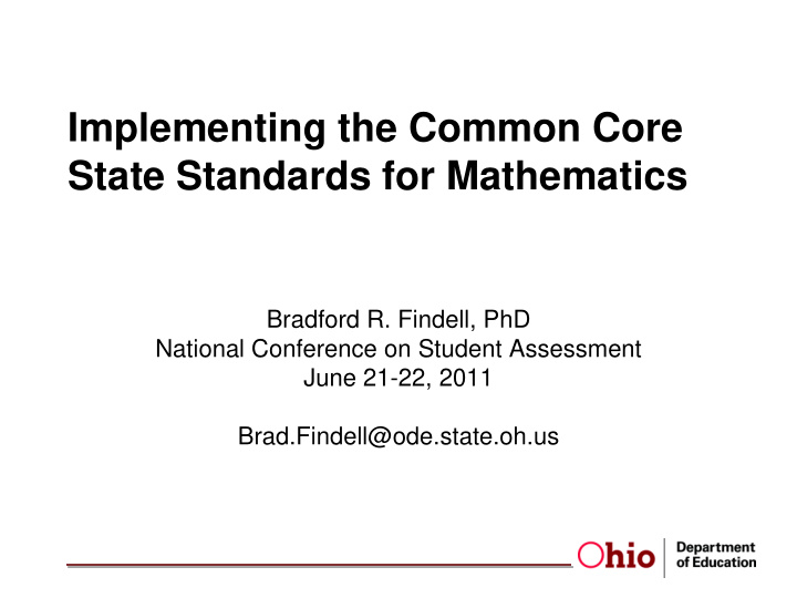 implementing the common core state standards for