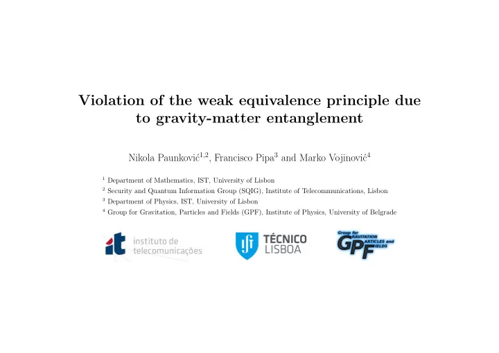 violation of the weak equivalence principle due to