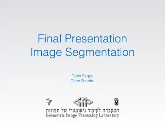 Final Presentation  Image Segmentation  Tamir Segev  Chen Shapira  Project Goal  To implement a