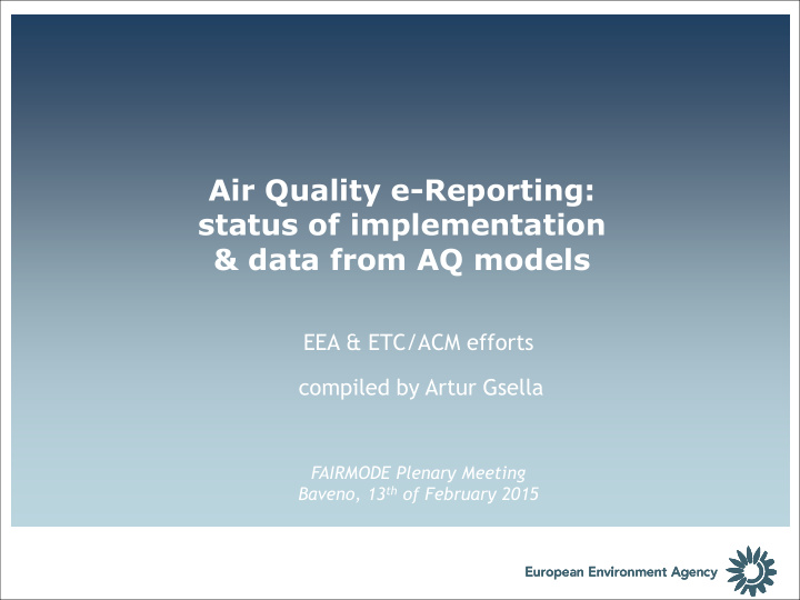 air quality e reporting status of implementation data