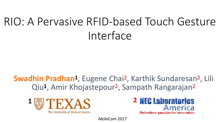 rio a pervasive rfid based touch gesture interface