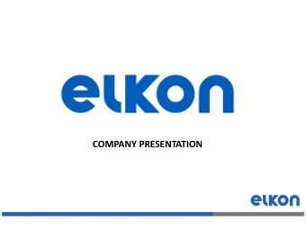 EMEA- Sat ve Pazarlama Departman 2015- lk 8 Ay Raporu  COMPANY PRESENTATION  HISTORY ELKON