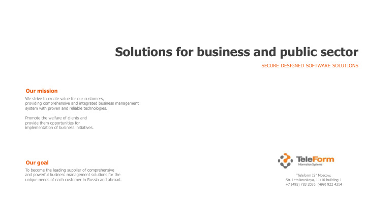 solutions for business and public sector