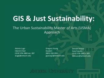 GIS &amp; Just Sustainability:  The Urban Sustainability Master of Arts (USMA)  Approach  Adonia