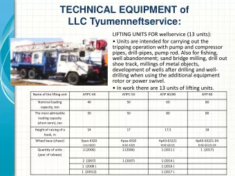 TECHNICAL EQUIPMENT of  LLC Tyumenneftservice:  LIFTING UNITS FOR wellservice (13 units):