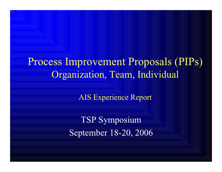 process improvement proposals pips