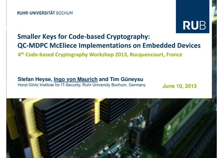 smaller keys for code based cryptography qc mdpc mceliece