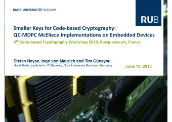 Smaller Keys for Code  based Cryptography: QC  MDPC McEliece Implementations on Embedded