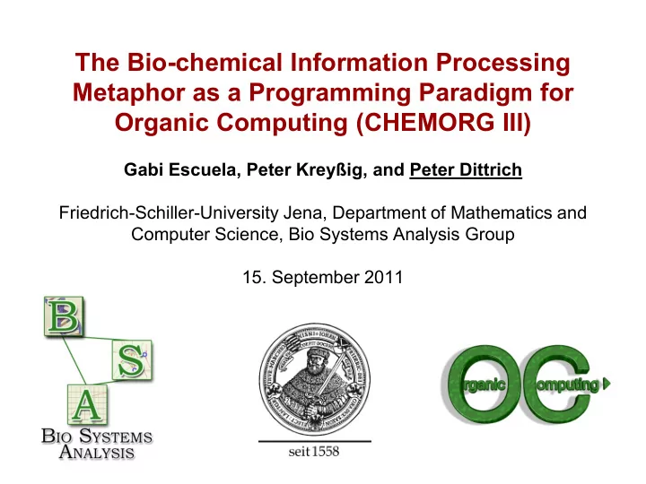 the bio chemical information processing metaphor as a