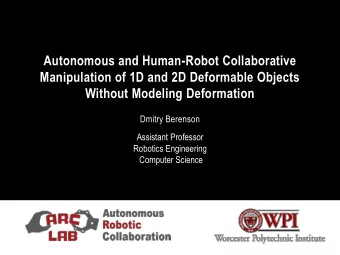Manipulation of 1D and 2D Deformable Objects  Without Modeling Deformation  Dmitry Berenson