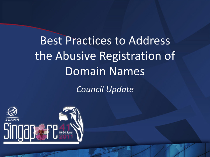 best practices to address the abusive registration of