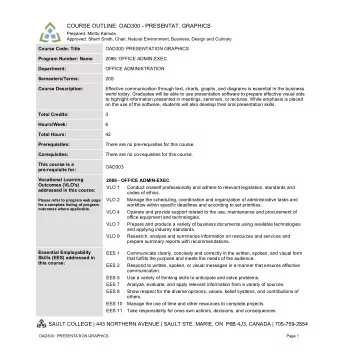 COURSE OUTLINE: OAD300 - PRESENTAT. GRAPHICS  Prepared: Minttu Kamula  Approved: Sherri Smith,