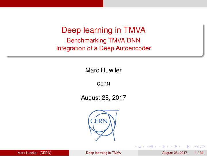 deep learning in tmva