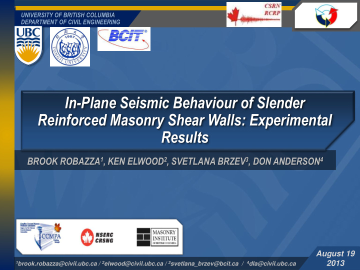 in plane seismic behaviour of slender