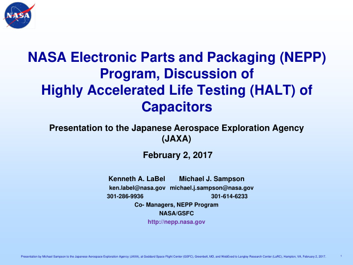 nasa electronic parts and packaging nepp program