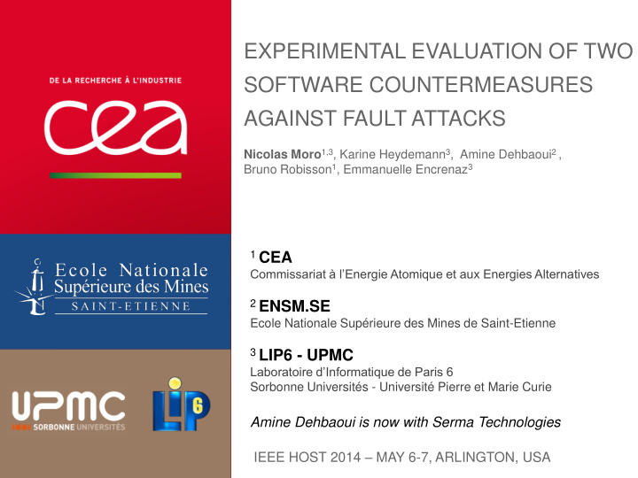 experimental evaluation of two software countermeasures