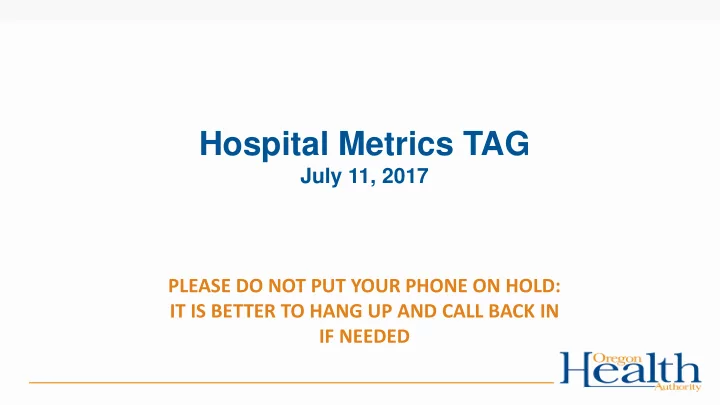 hospital metrics tag