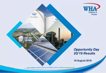 Opportunity Day  2Q19 Results  19 August 2019  Your Ultimate Solution Partner in Utilities &amp;