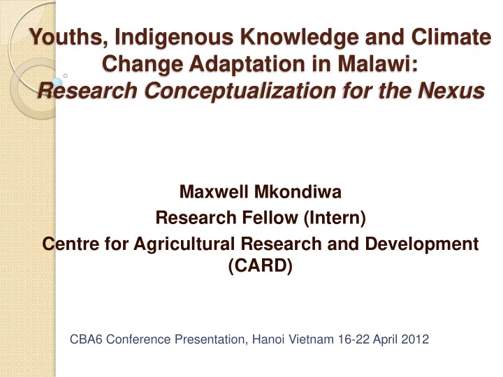 maxwell mkondiwa research fellow intern centre for