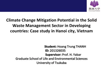 Climate Change Mitigation Potential in the Solid  Waste Management Sector in Developing  countries: