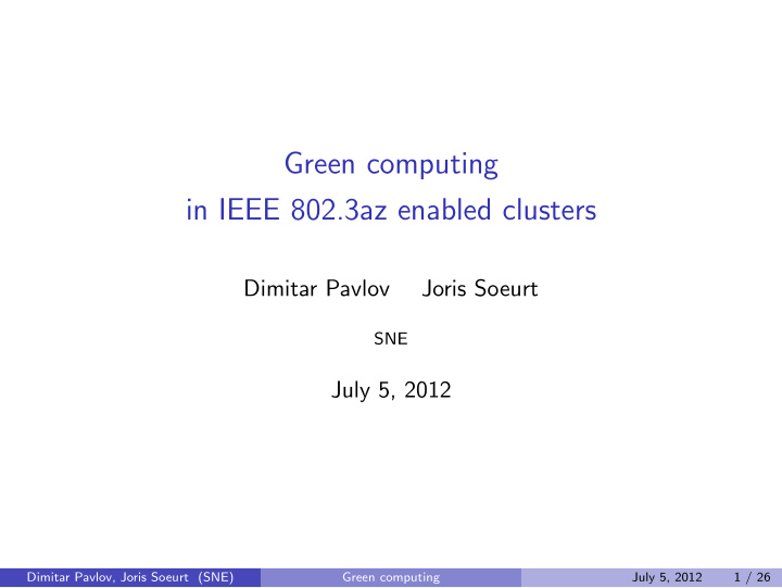green computing in ieee 802 3az enabled clusters