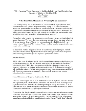 FCO  Preventing Violent Extremism by Building Inclusive and Plural Societies: How  Freedom of