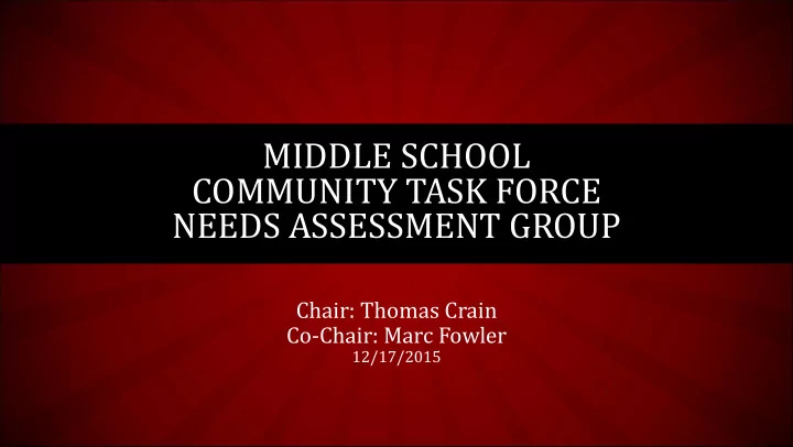 needs assessment group